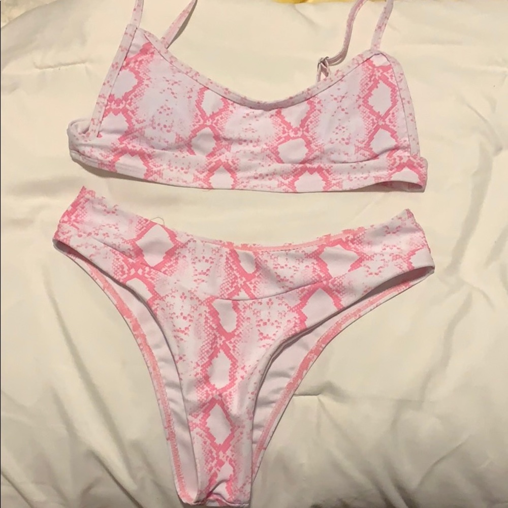 Pink Snakeskin Bikini Set